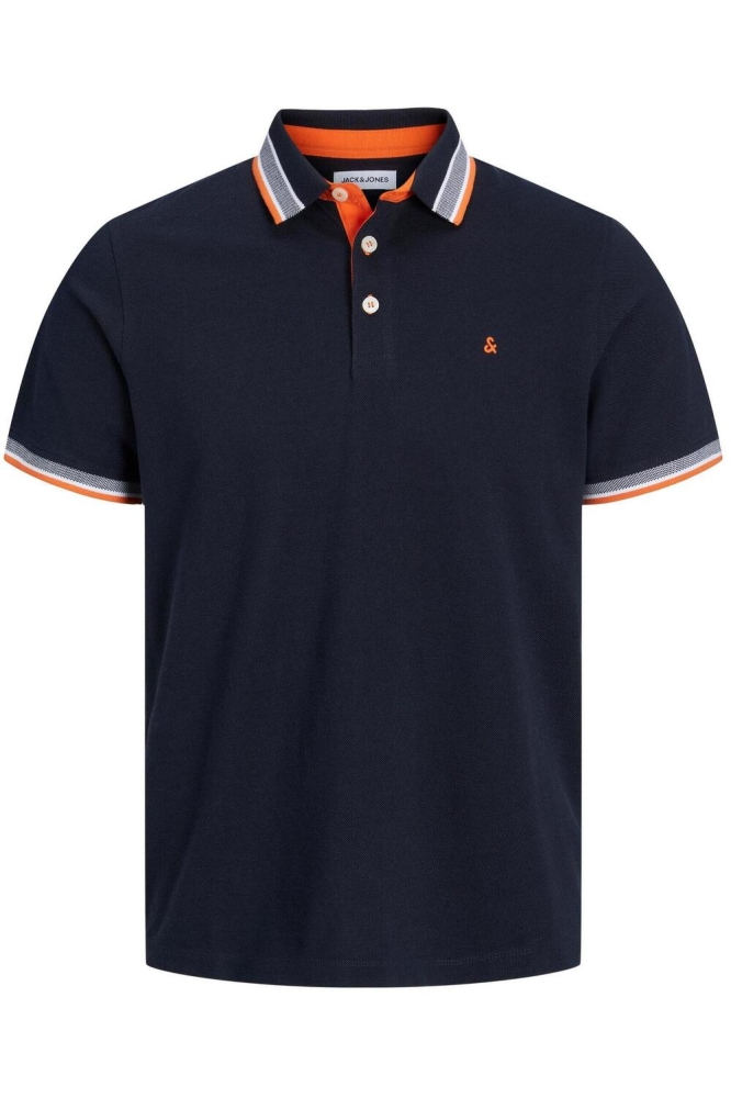 JJEPAULOS POLO SS NOOS 12136668 BLACK NAVY/NEON